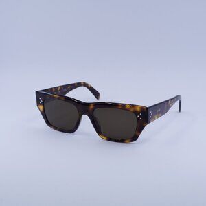 Celine CL40297U 53E Sunglasses Blonde Havana Square Frame, Brown Lenses